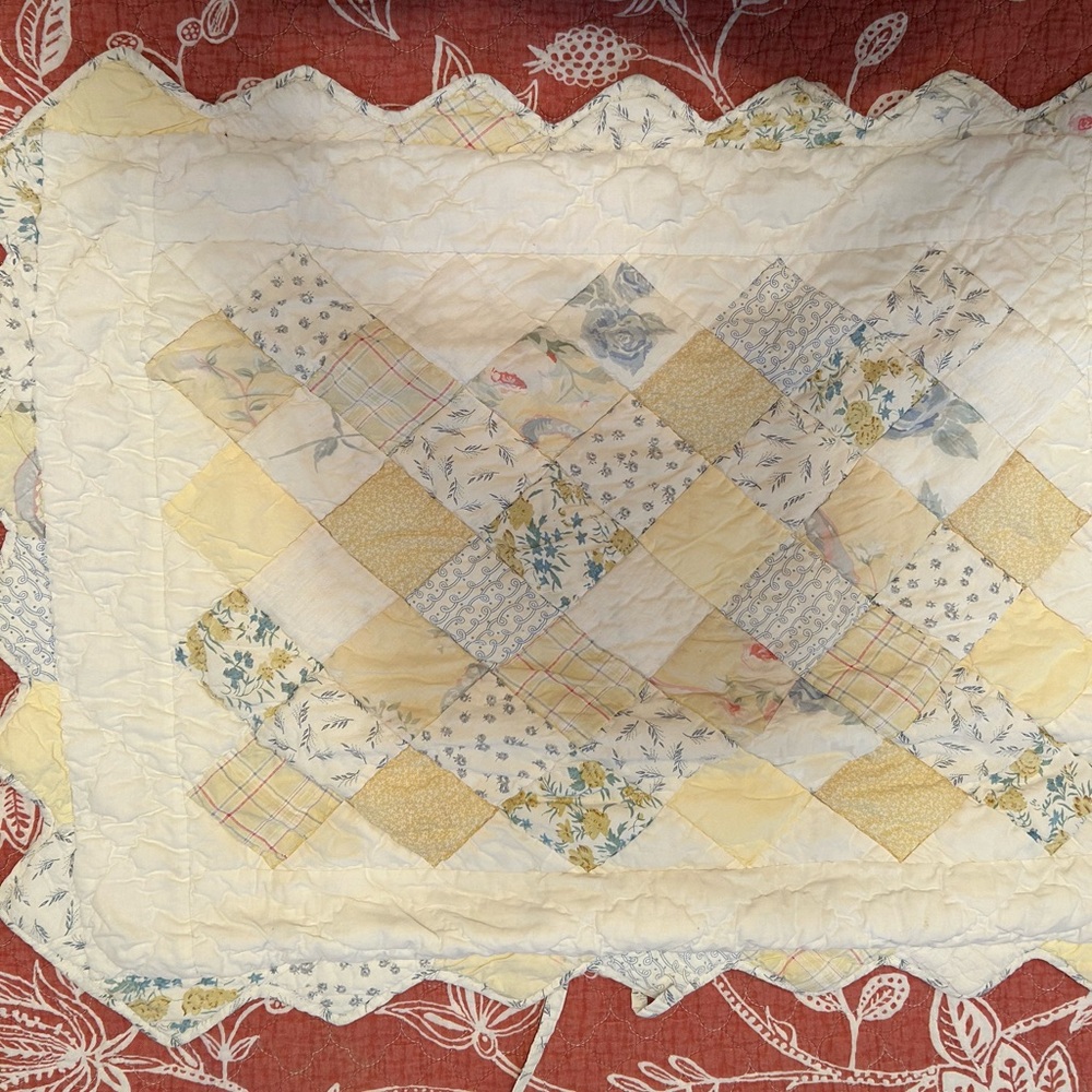 Impressions Yellow and Cream Patchwork Quilted Sham